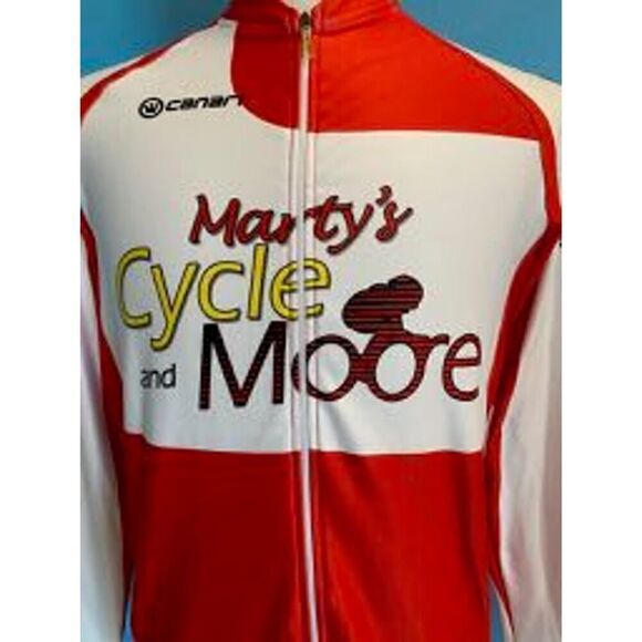 CANARI Cycling Bike Jacket Competition Advertising Sponsors Zipper 3 Pockets L M - Picture 2 of 13